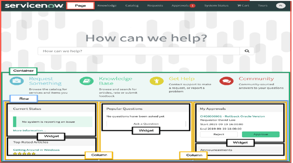 Service Portal Page layout