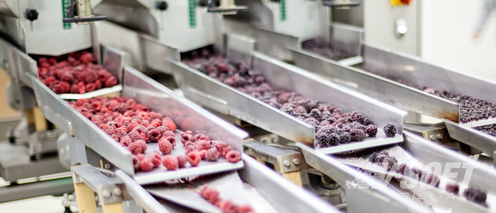 Berries are sent through a manufacturing environment with IoT to avoid going to waste.