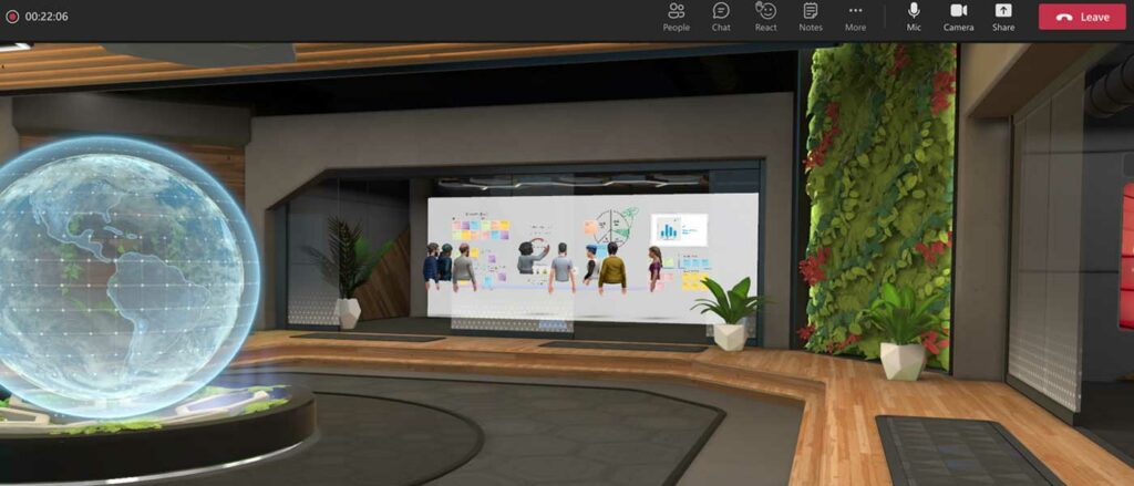 what a virtual lobby looks like on Microsoft Teams Metaverse tool called Mesh.