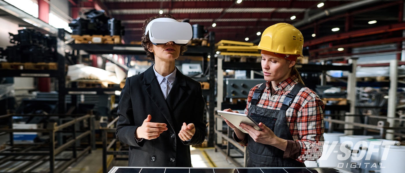 Professionals using VR headset for product design